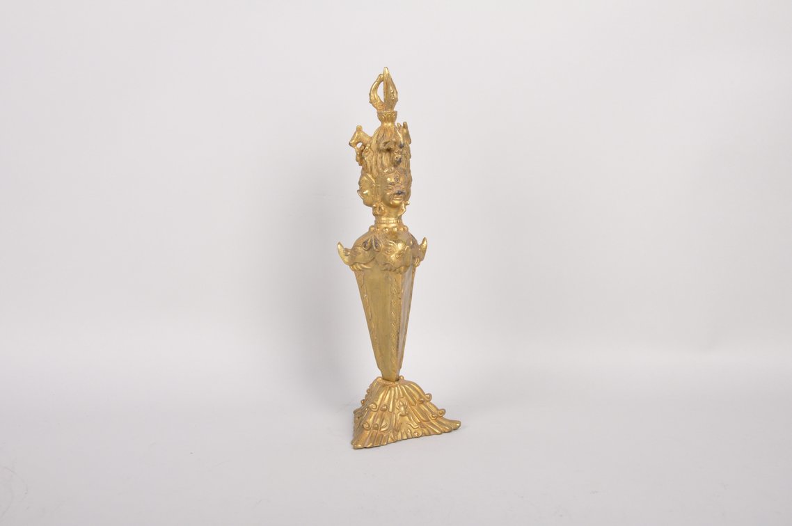 Two Tibetan Gold Toned Bronze Vajra Pestle's, photo 3 of 13
