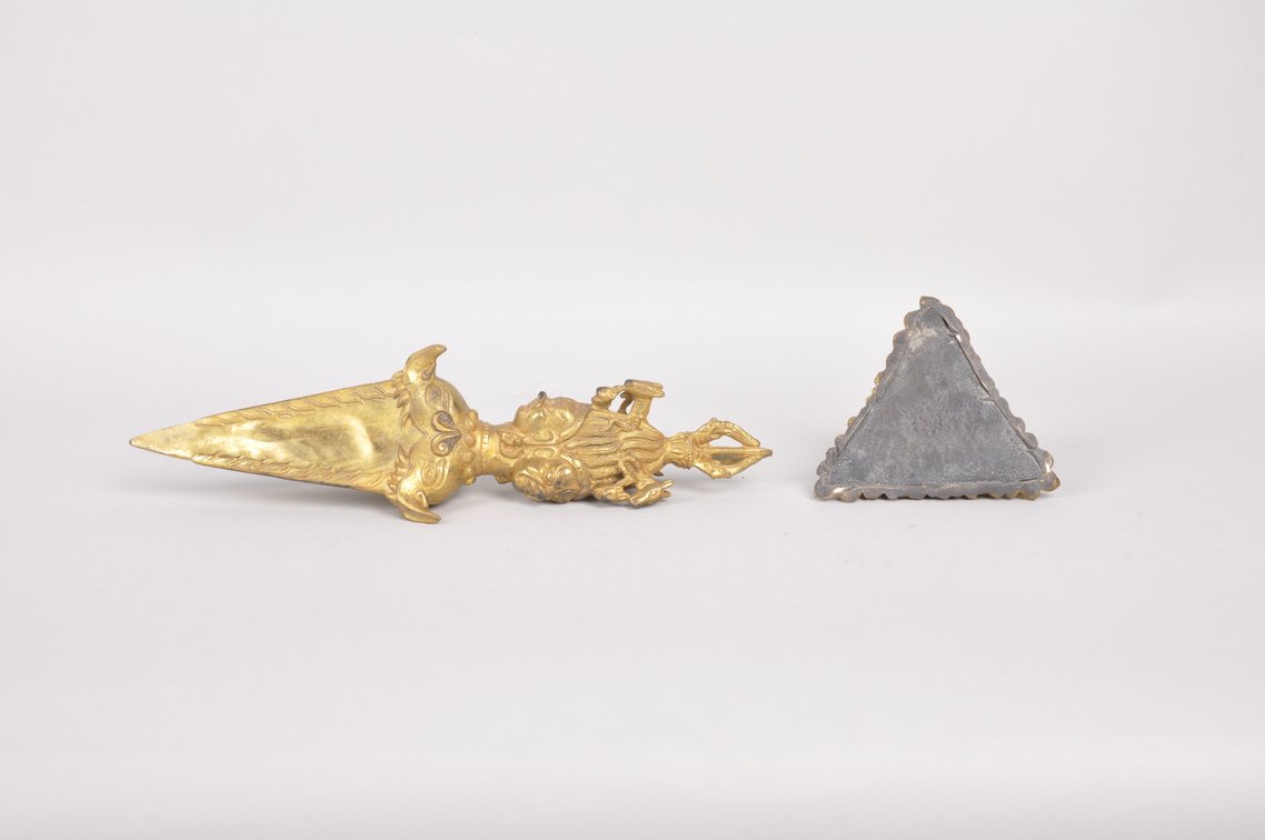 Two Tibetan Gold Toned Bronze Vajra Pestle's, photo 8 of 13