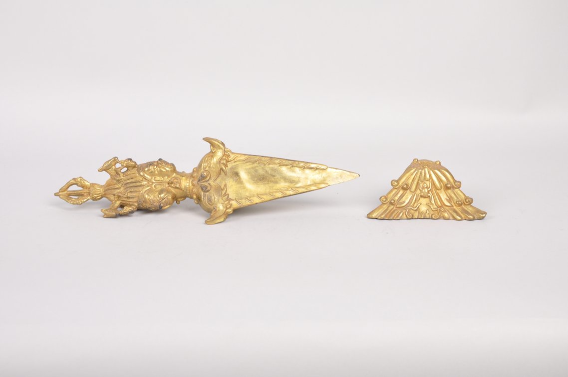Two Tibetan Gold Toned Bronze Vajra Pestle's, photo 10 of 13