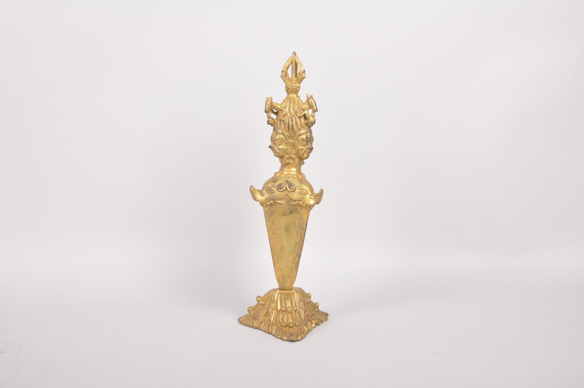 Two Tibetan Gold Toned Bronze Vajra Pestle's, photo 6 of 13