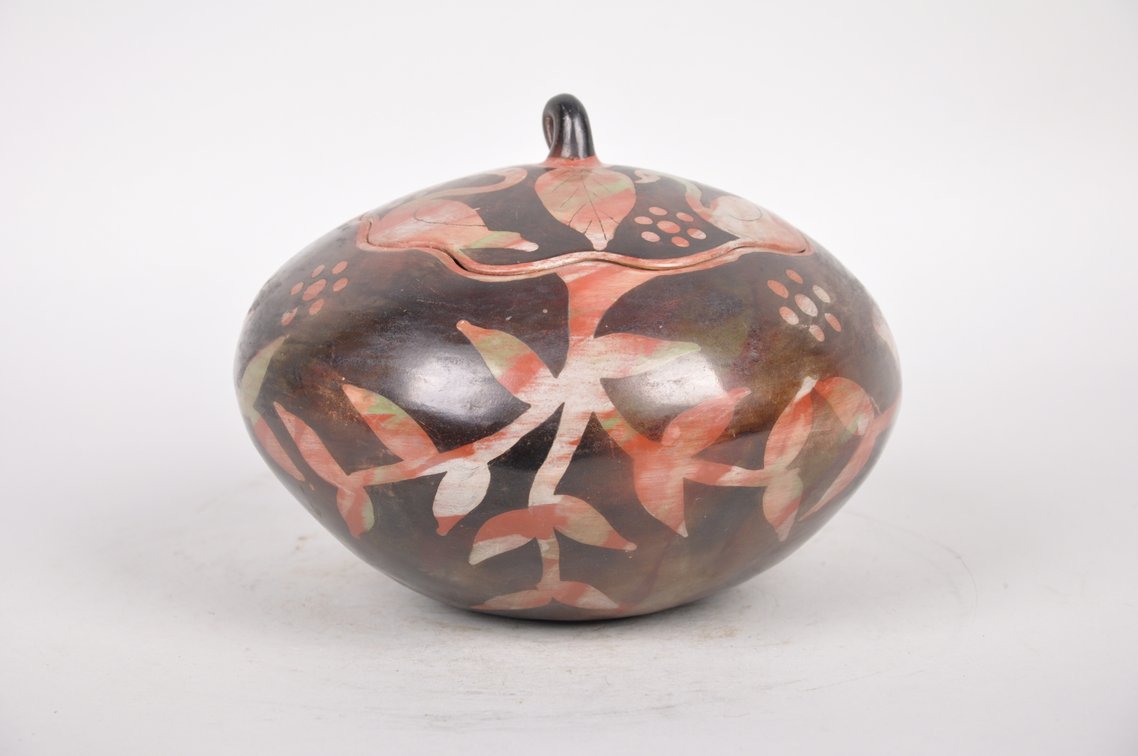 Burnished Earthenware Pottery Jar with Swan Designs, photo 2 of 9