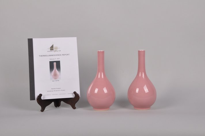 Chinese Cowpea Qing  Dynasty Porcelain  Bottle Vases