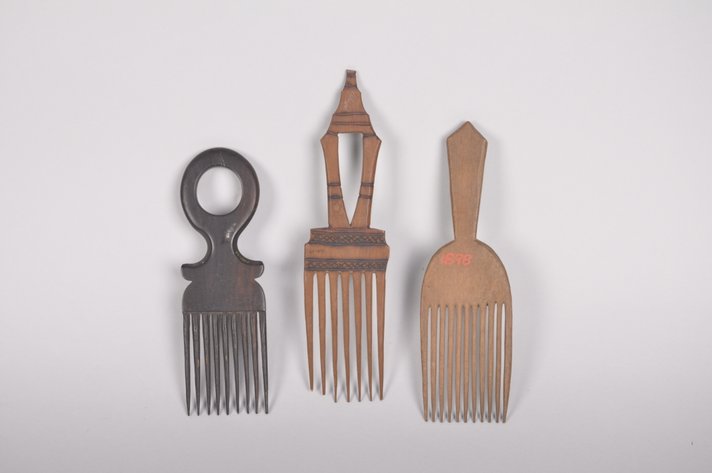 Three African Carved Wooden Combs