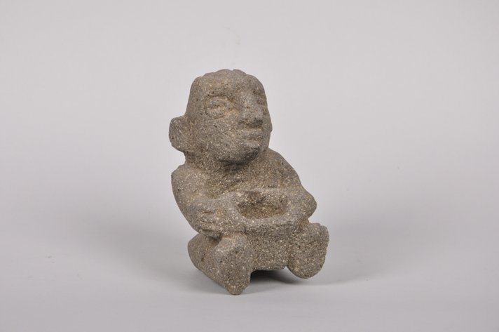 Pre Columbian Costa Rican Stone Figure with a Pot