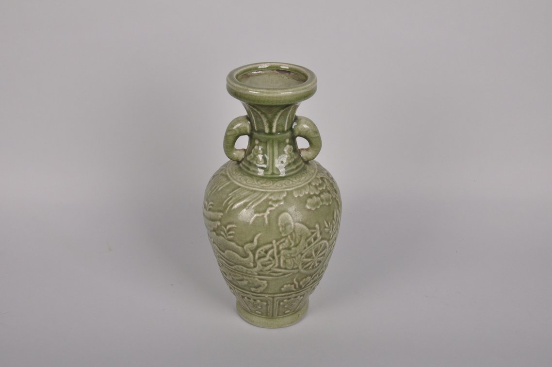 Chinese Green Celadon Porcelain Vase, photo 6 of 7