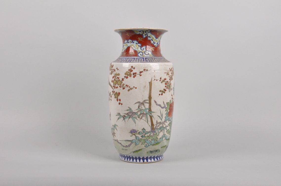 Japanese Meiji Period Porcelain Crane Vase, photo 4 of 9