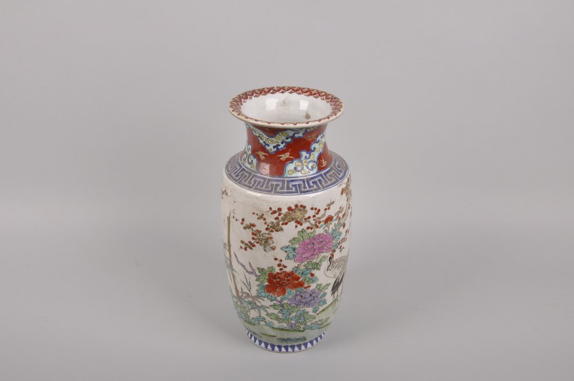 Japanese Meiji Period Porcelain Crane Vase, photo 6 of 9