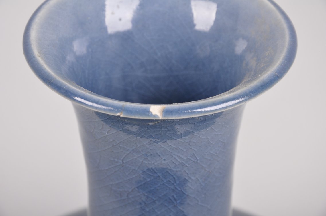 Two Thailand Crackle Glazed Blue and Celedon Vases, photo 8 of 17