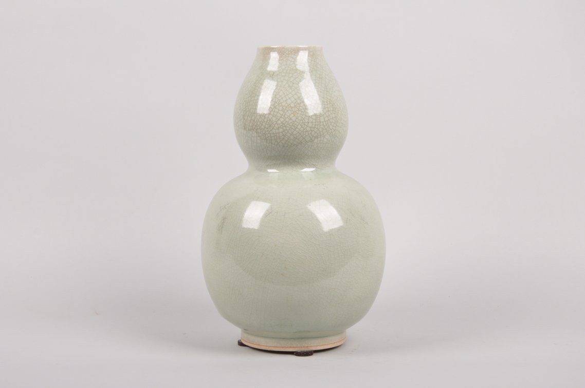 Two Thailand Crackle Glazed Blue and Celedon Vases, photo 10 of 17