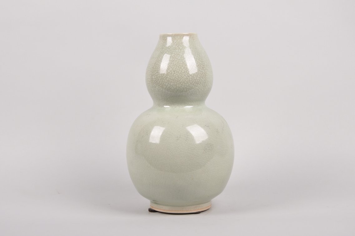 Two Thailand Crackle Glazed Blue and Celedon Vases, photo 11 of 17