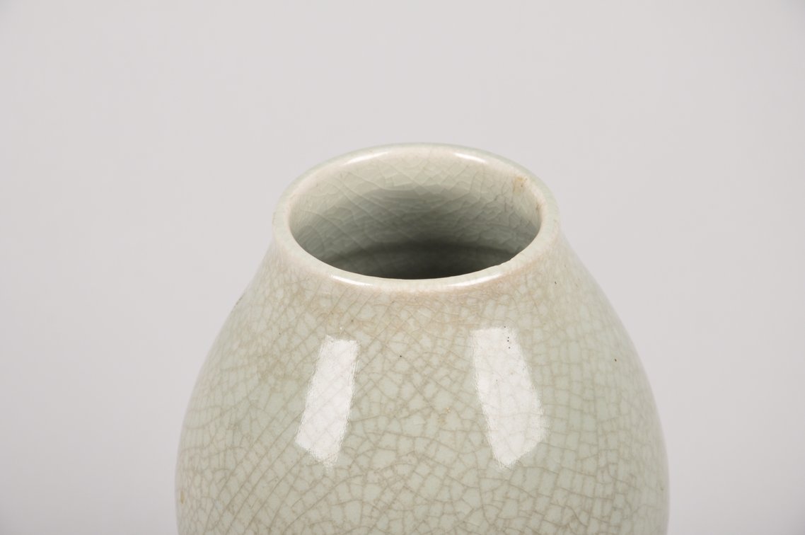 Two Thailand Crackle Glazed Blue and Celedon Vases, photo 12 of 17