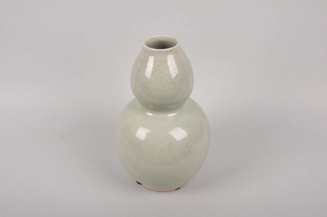 Two Thailand Crackle Glazed Blue and Celedon Vases, photo 13 of 17