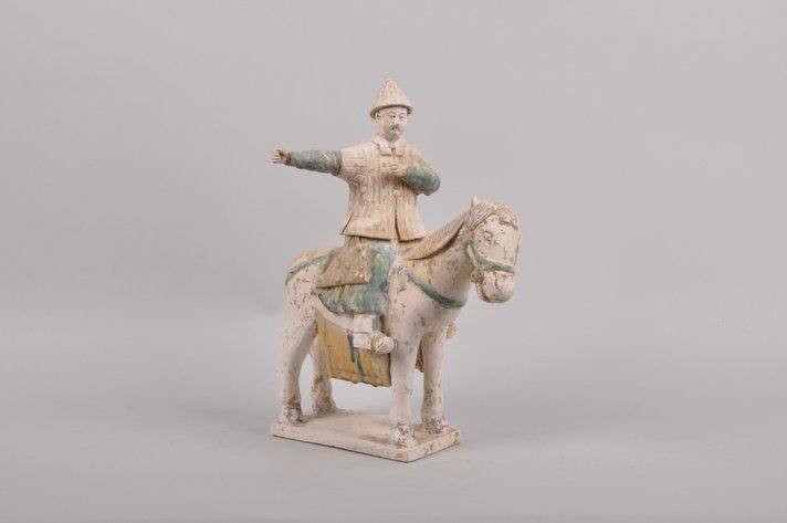 Chinese Ming Dynasty Glazed Terracotta Horse with Rider