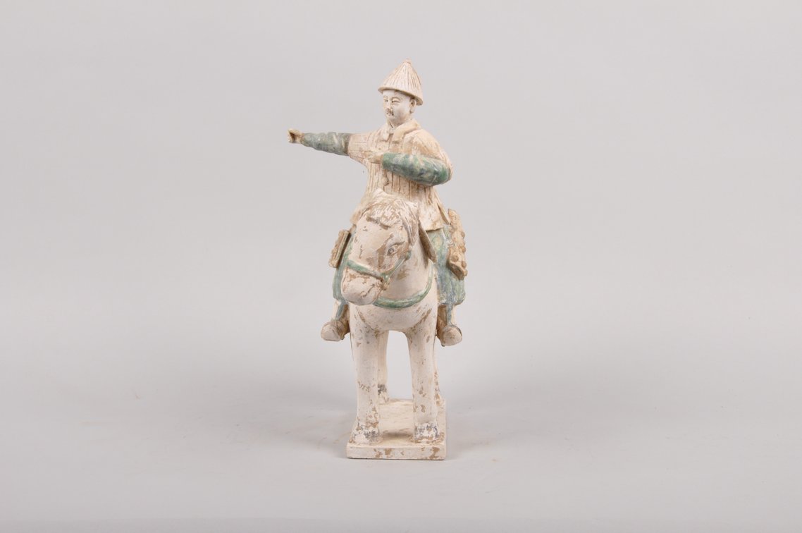 Chinese Ming Dynasty Glazed Terracotta Horse with Rider, photo 2 of 8