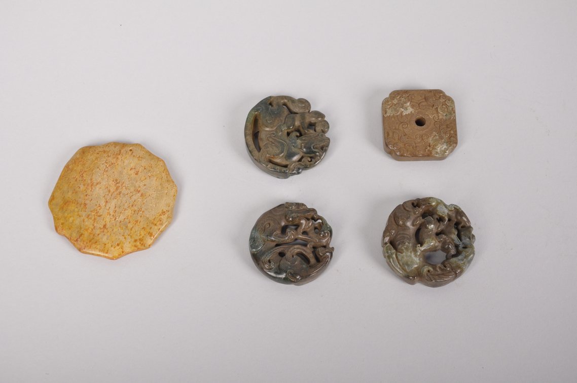 Five Carved Jade Pendants or Amulets, photo 2 of 13