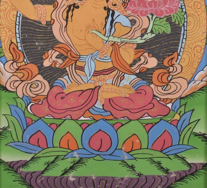 Tibetan Buddhist Thangka Painting and a Colorful Mandala, photo 5 of 16