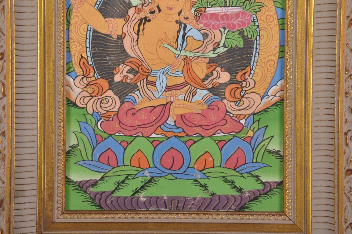 Tibetan Buddhist Thangka Painting and a Colorful Mandala, photo 7 of 16