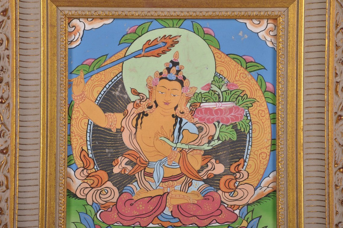 Tibetan Buddhist Thangka Painting and a Colorful Mandala, photo 6 of 16