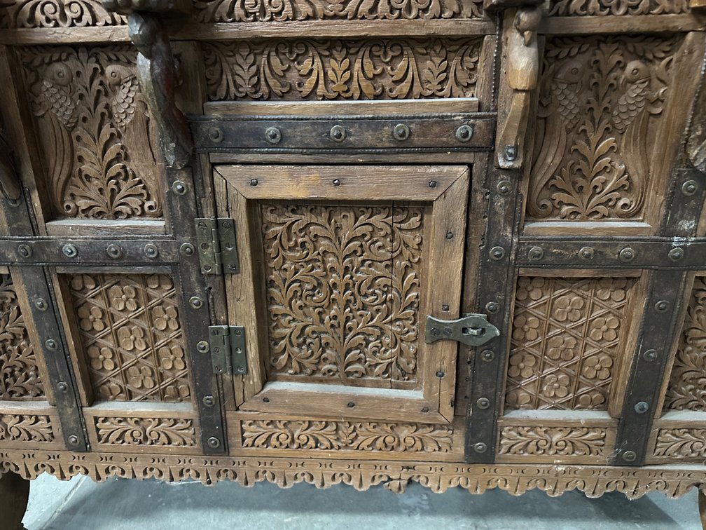 Dowery Chest, India, Hand Carved Wood, photo 5 of 19