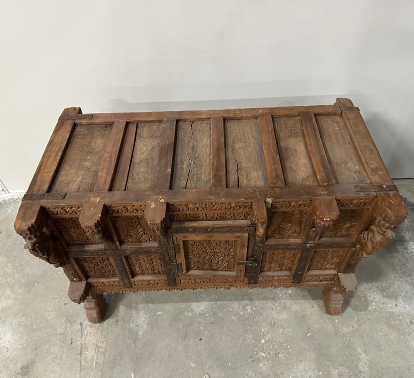 Dowery Chest, India, Hand Carved Wood, photo 3 of 19