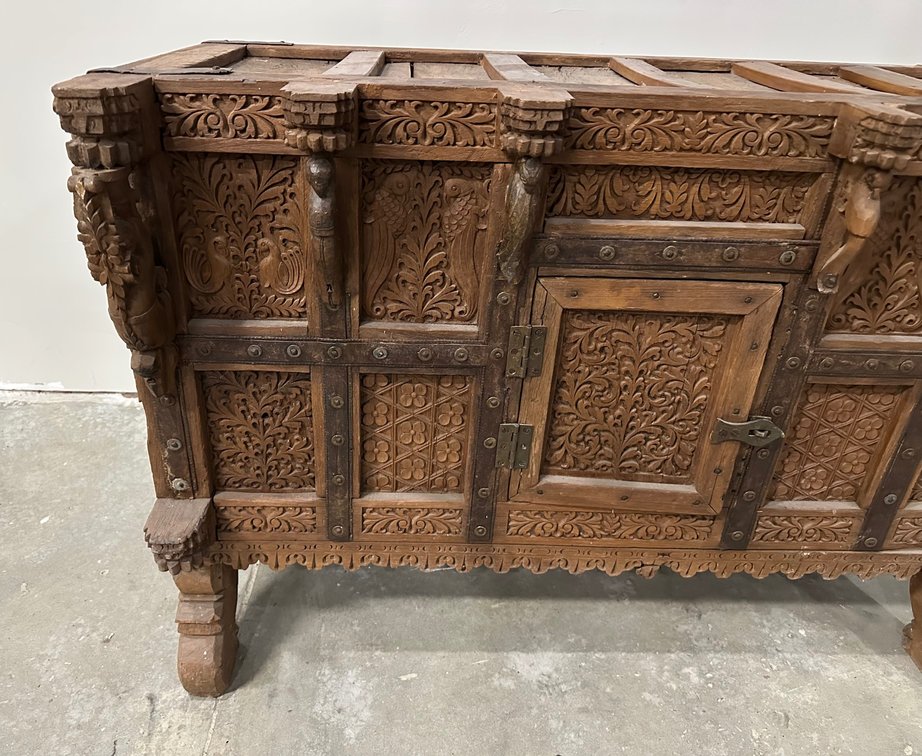 Dowery Chest, India, Hand Carved Wood, photo 4 of 19