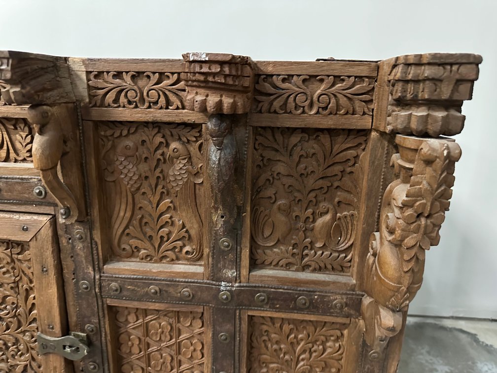 Dowery Chest, India, Hand Carved Wood, photo 7 of 19