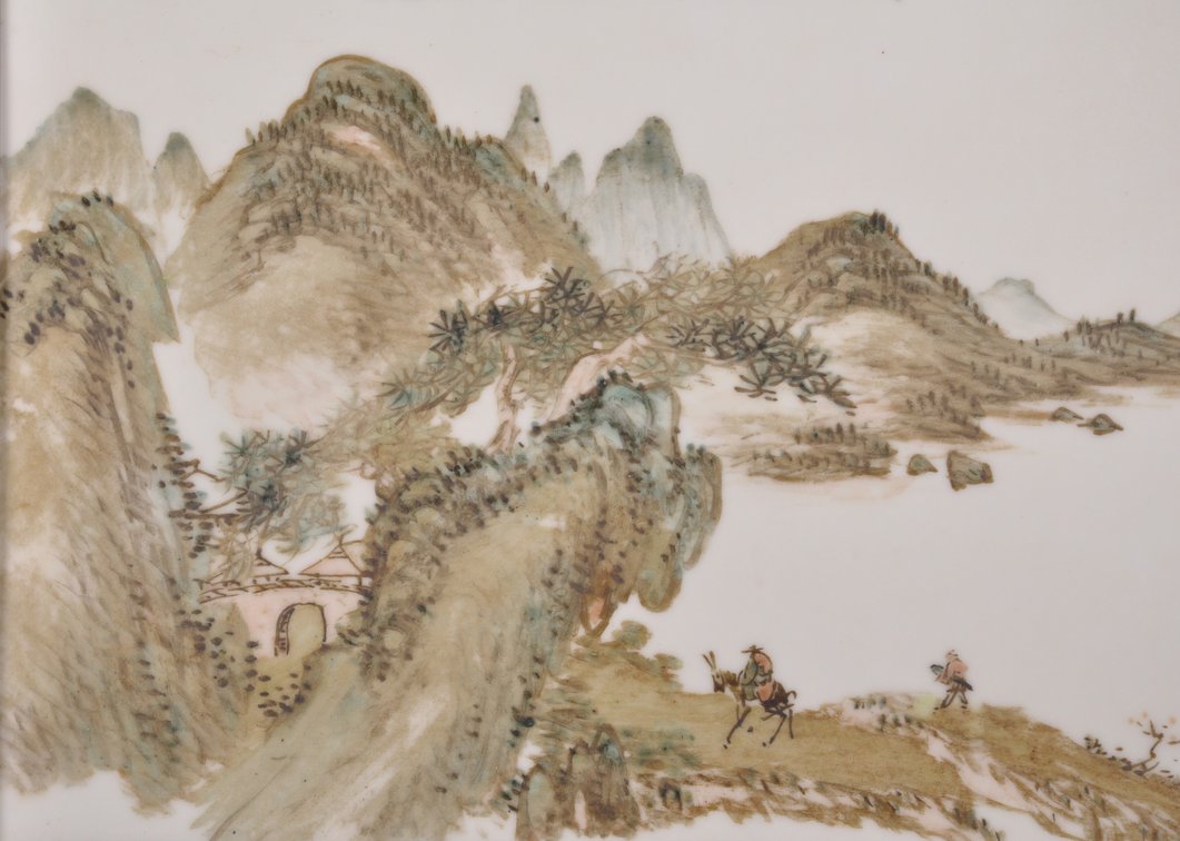 Chinese Ceramic Tile Landscape Painting, photo 4 of 6