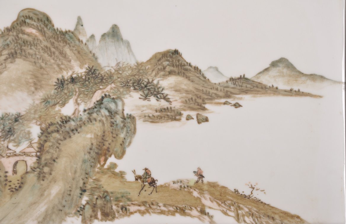 Chinese Ceramic Tile Landscape Painting, photo 5 of 6