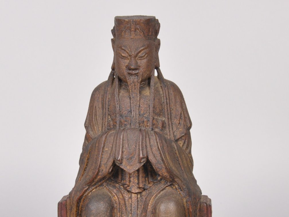 Seated Daoist God Wood Sculpture, photo 3 of 8