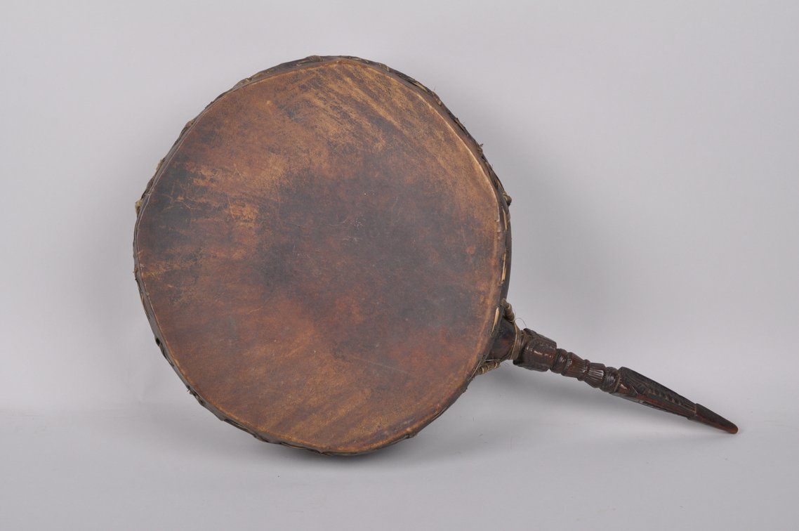 Indonesian Wooden Batak Kulcapi lute and a Nepal Drum, photo 2 of 18