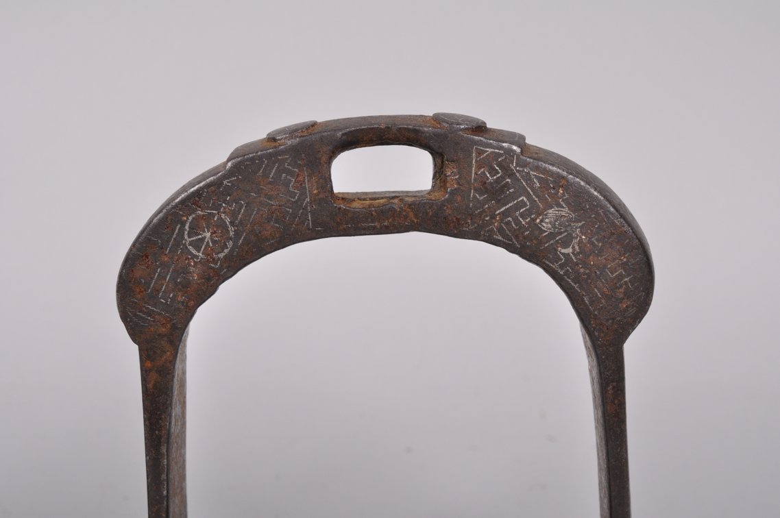 Pair of Bronze Horse Stirrups with Silver Etched Designs, photo 14 of 16