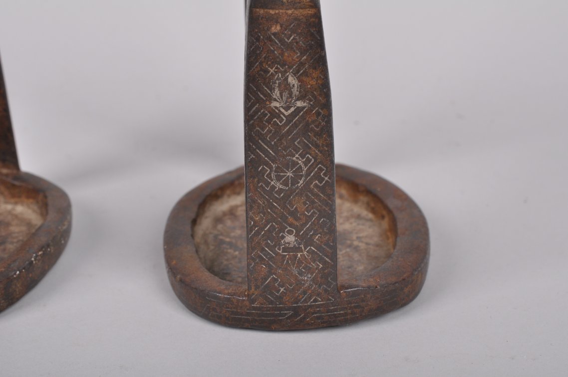 Pair of Bronze Horse Stirrups with Silver Etched Designs, photo 10 of 16