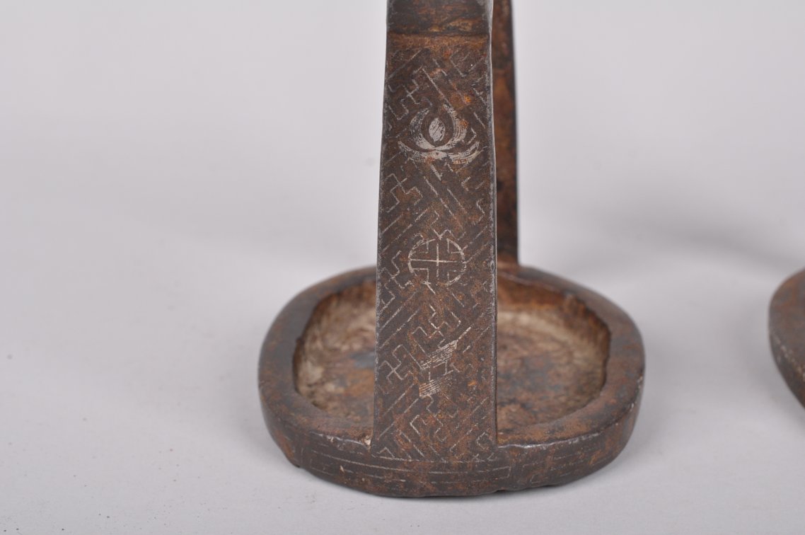 Pair of Bronze Horse Stirrups with Silver Etched Designs, photo 11 of 16