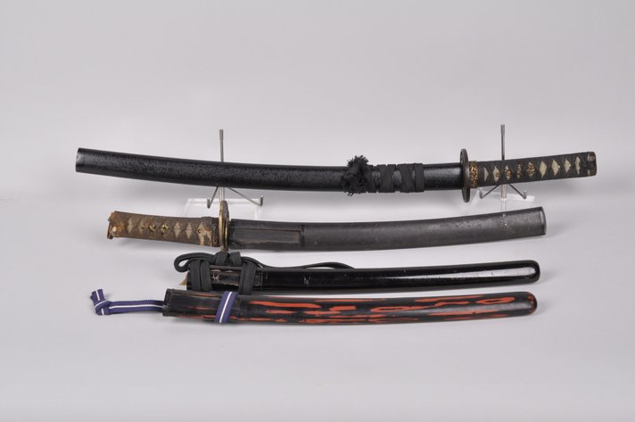 Two Black Bokken's and Two Japanese Saya's