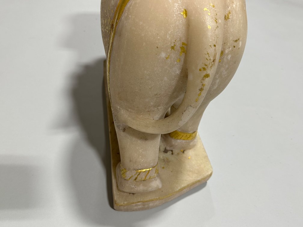 Hand Carved and Gold Paint Marble Elephants, India, photo 11 of 16