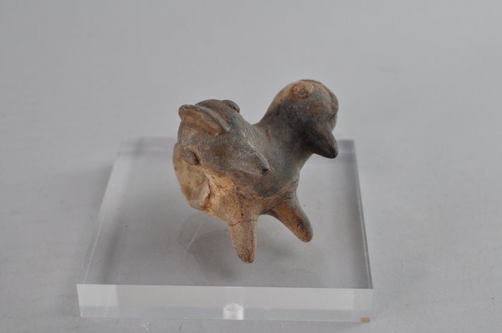 Pre-Columbian Zoomorphic Pottery Double Whistle - Two Headed Bird