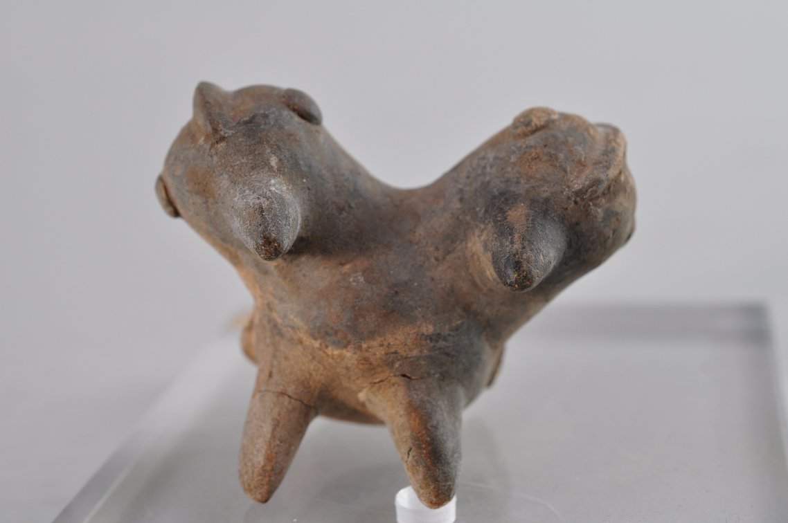 Pre-Columbian Zoomorphic Pottery Double Whistle - Two Headed Bird, photo 8 of 17