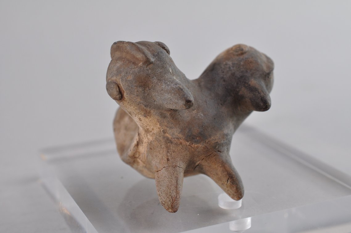 Pre-Columbian Zoomorphic Pottery Double Whistle - Two Headed Bird, photo 9 of 17