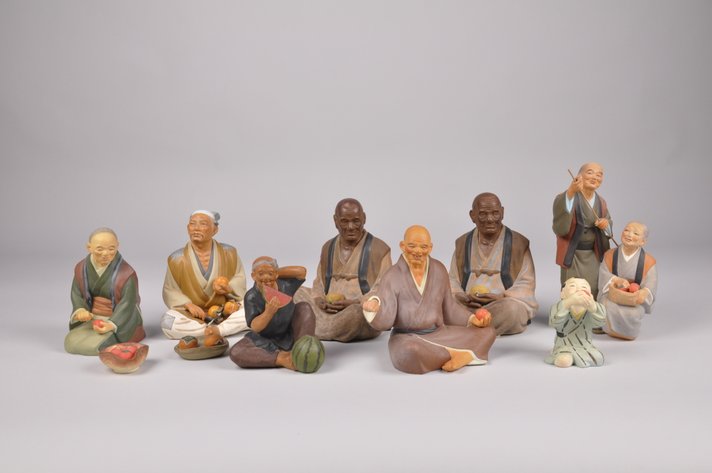 Figurines Eating Fruit Hakata Dolls