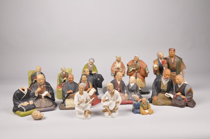 Elderly Couple Hakata Doll Figurines