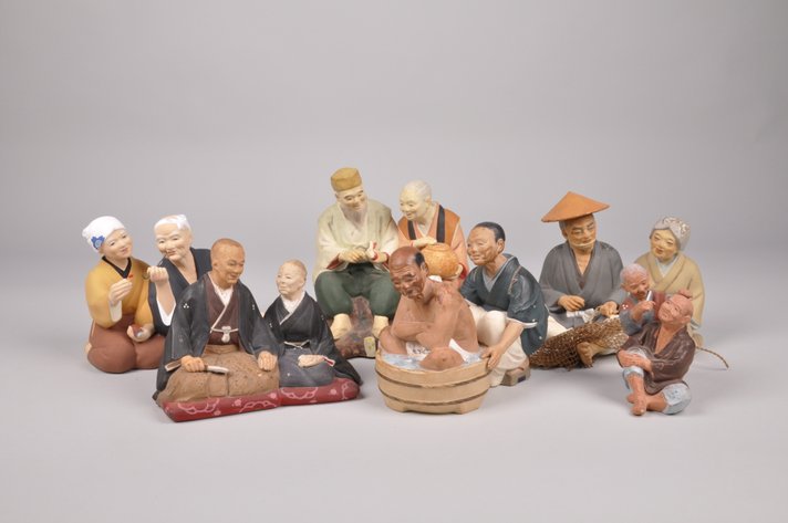 Six Elderly Couple Hakata Dolls