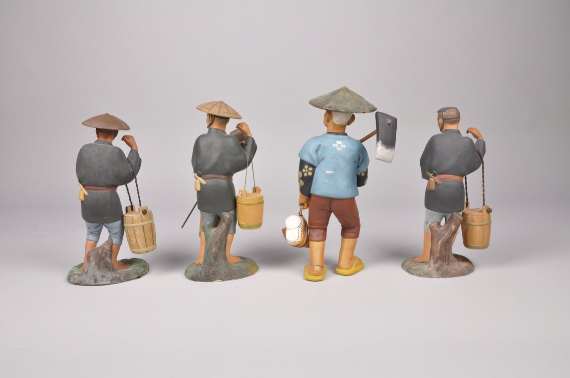 Seven Japanese Worker Hakata Dolls, photo 7 of 16