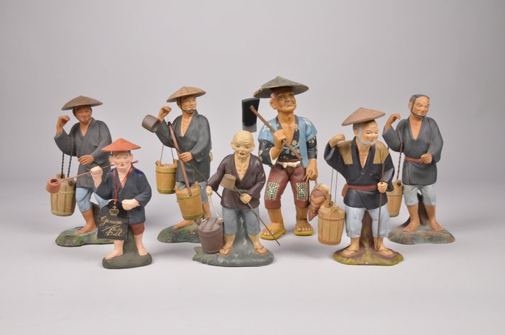 Seven Japanese Worker Hakata Dolls