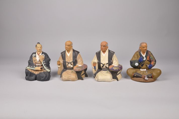 Four Elderly Samurai Hakata Dolls