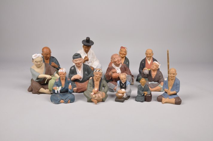 Seated Japanese Hakata Dolls