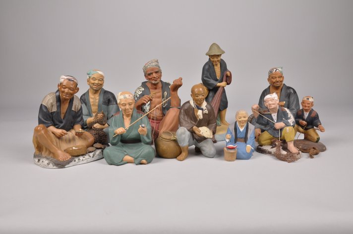 Fishing Japanese Hakata Dolls