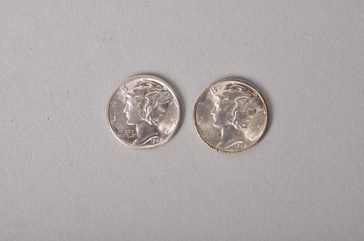 1942 and 1945 D BU Silver Mercury Dimes