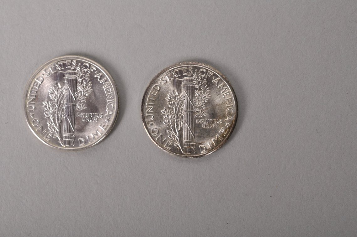 1942 and 1945 D BU Silver Mercury Dimes, photo 7 of 7