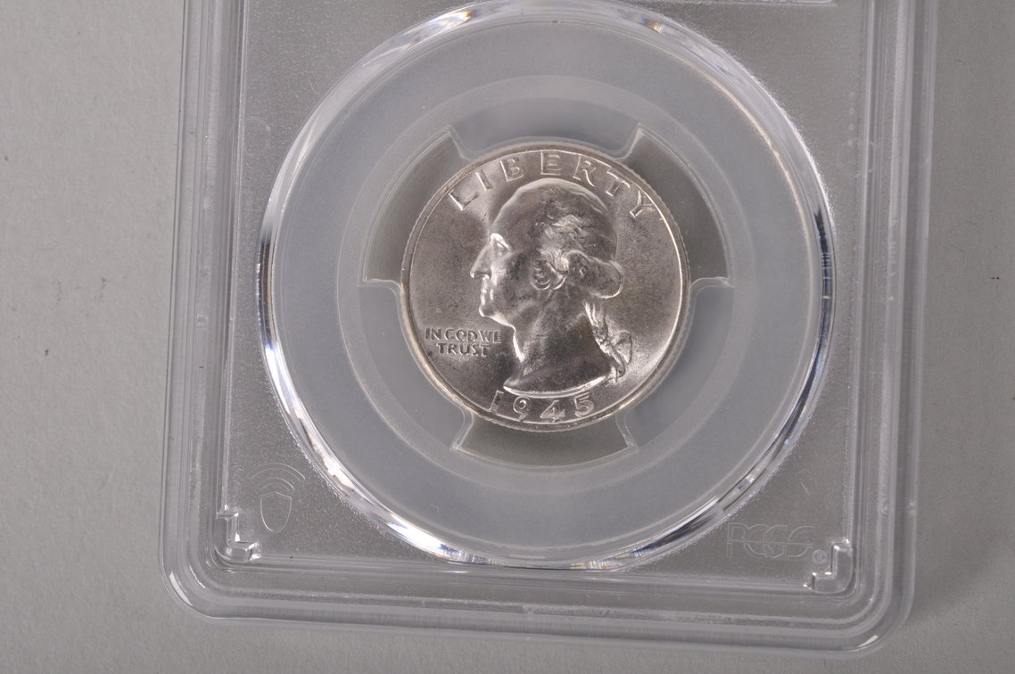1945 S Washington Quarter Graded MS66 by PCGS, photo 4 of 8