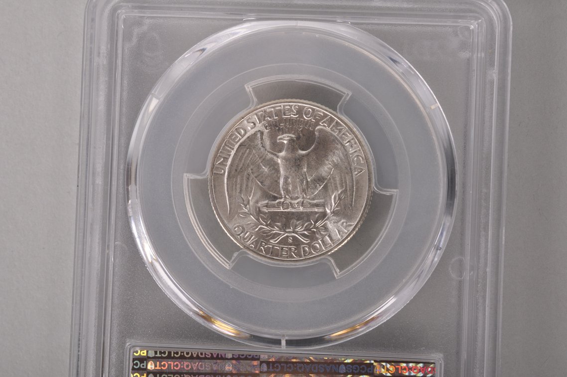 1945 S Washington Quarter Graded MS66 by PCGS, photo 7 of 8